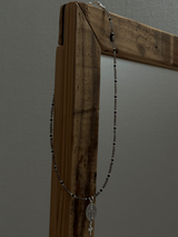 Silver925×天然石|スモーキークォーツ×オニキス メダイ&クロスドロップ ネックレス(Reeplushハンドメイド)チャーム追加可能