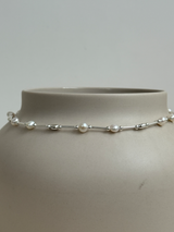 Perl×silver beads Necklace 40cm+4cm