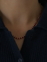 Silver925×天然石|レッドオニキスチョーカー ネックレス37.5cm〜41.5cm(Reeplushハンドメイド)チャーム追加可能