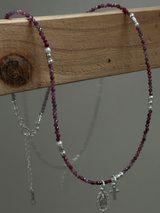 Silver925×天然石|7月誕生石 マダガスカル産ルビー ミニチャーム ネックレス(Reeplushハンドメイド)