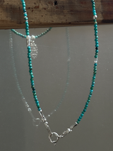 Silver925×天然石|12月誕生石 トルコ石(ターコイズ) ミニチャーム ネックレス 41cm(Reeplushハンドメイド)