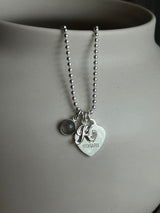 足型・手形 ・オリジナルデータ刻印専用プレート|Heart Pendant top 【重厚感あり】