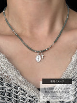 Silver925×天然石|5月誕生石 ジェイダイト ミニチャーム ネックレス 41cmまたは40cm+アジャスター5cm(Reeplushハンドメイド)