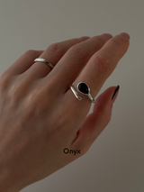 Spiral Stone Ring/Onyx,RainbowMoonStone