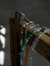 Silver925×天然石|レインボームーンストン×メダイ ブレスレット(Reeplushハンドメイド)