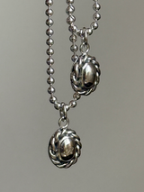 両面刻印【お好きな刻印お入れします】Original Message series - イニシャル Mini Oval pendant -