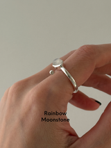 Spiral Stone Ring/Onyx,RainbowMoonStone