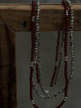 Silver925×天然石|レッドオニキス オペラネックレス/ 約75cm(Reeplushハンドメイド)