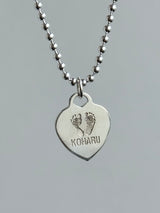 足型・手形 ・オリジナルデータ刻印専用プレート|Heart Pendant top 【重厚感あり】