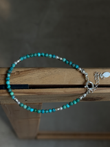 Silver925×天然石|ターコイズ×パール ブレスレット(Reeplushハンドメイド)