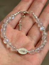 Silver925×天然石|レインボームーンストン×メダイ ブレスレット(Reeplushハンドメイド)