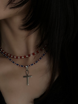 Stone beads necklace -blue-