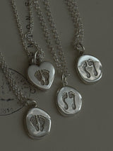 足型・手形 刻印 | Mini Heart Locket pendant top【在庫限り】