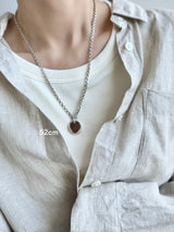 両面刻印ネックレスセット【お好きな刻印お入れします】Original Message series - Round Message Plate & Thick chain necklace SET