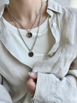 両面刻印ネックレスセット【お好きな刻印お入れします】Original Message series - Round Message Plate & Thick chain necklace SET