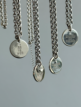 両面刻印ネックレスセット【お好きな刻印お入れします】Original Message series - Round Message Plate & Thick chain necklace SET