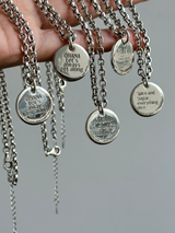 両面刻印ネックレスセット【お好きな刻印お入れします】Original Message series - Round Message Plate & Thick chain necklace SET