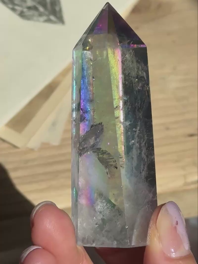 MOMOMOON】レインボーオーラクリスタル（水晶）ポイント D | 天然石