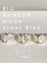 size:6号,13号/ Big Rainbow Moon Stone Ring