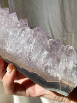 【MOMOMOON】0.9kg Large size Pink amethyst + agate tower /Brazil【TK0410-6】