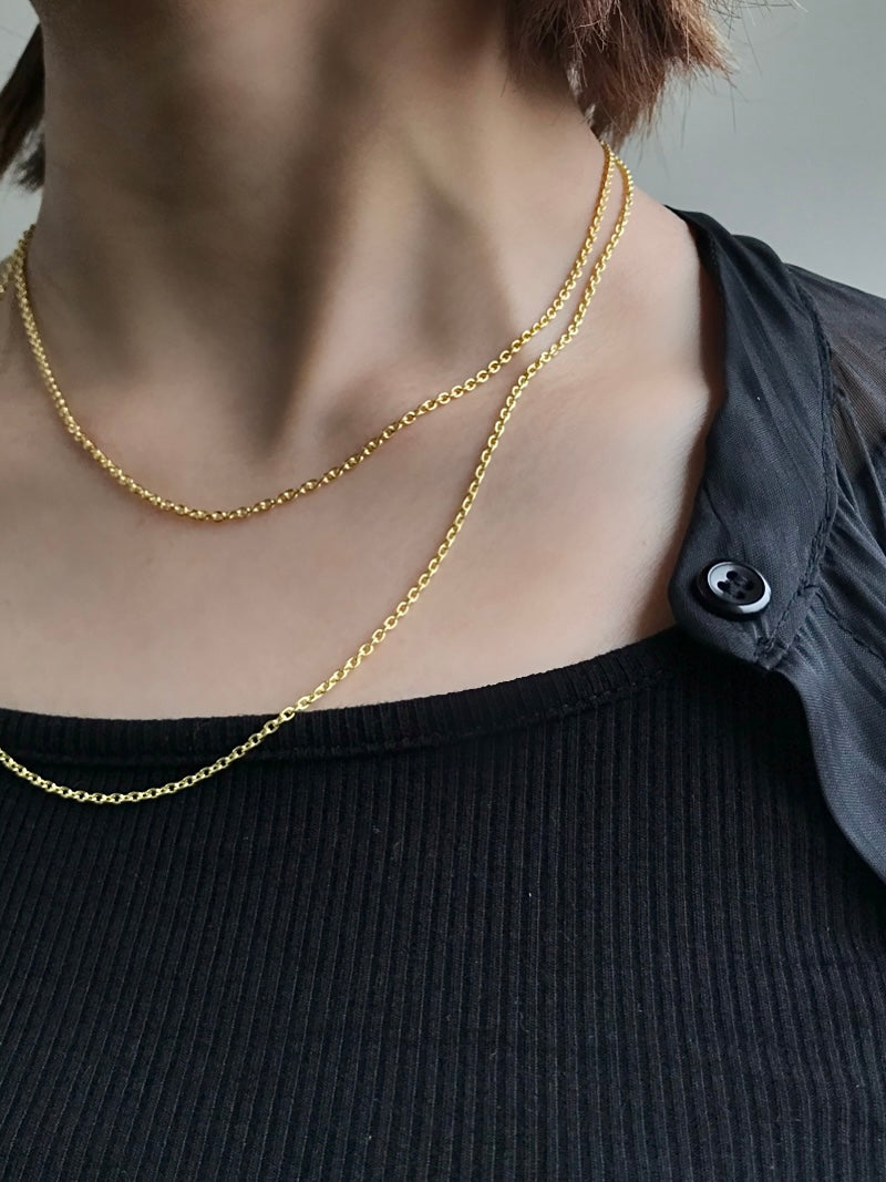 Cable 2.0mm - Pendant necklace Chain gold (K18GP) | シルバー925