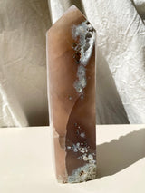 【MOMOMOON】0.9kg Large size Pink amethyst + agate tower /Brazil【TK0410-6】