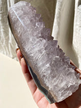 【MOMOMOON】0.9kg Large size Pink amethyst + agate tower /Brazil【TK0410-6】