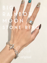 size:6号,13号/ Big Rainbow Moon Stone Ring