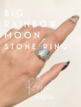 size:6号,13号/ Big Rainbow Moon Stone Ring