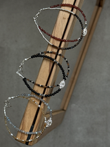 Silver925×天然石｜オニキス スモーキークォーツ ヘソナイト マリア様 2連ブレスレット（Reeplushハンドメイド）