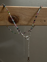 Silver925×天然石｜マルチカラートルマリン  チョーカーネックレス約36.5cm〜41cm（Reeplushハンドメイド）