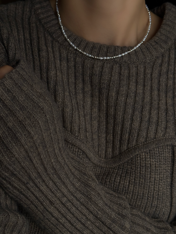 Silver925×天然石｜B/バロックパールのチョーカーネックレス 39cm（Reeplushハンドメイド）