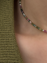 Silver925×天然石｜マルチカラートルマリン  チョーカーネックレス約36.5cm〜41cm（Reeplushハンドメイド）