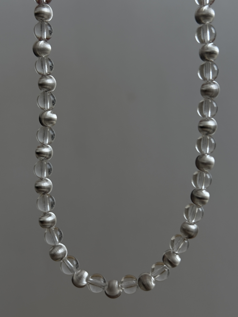 Crystal×silver Ball beads necklace