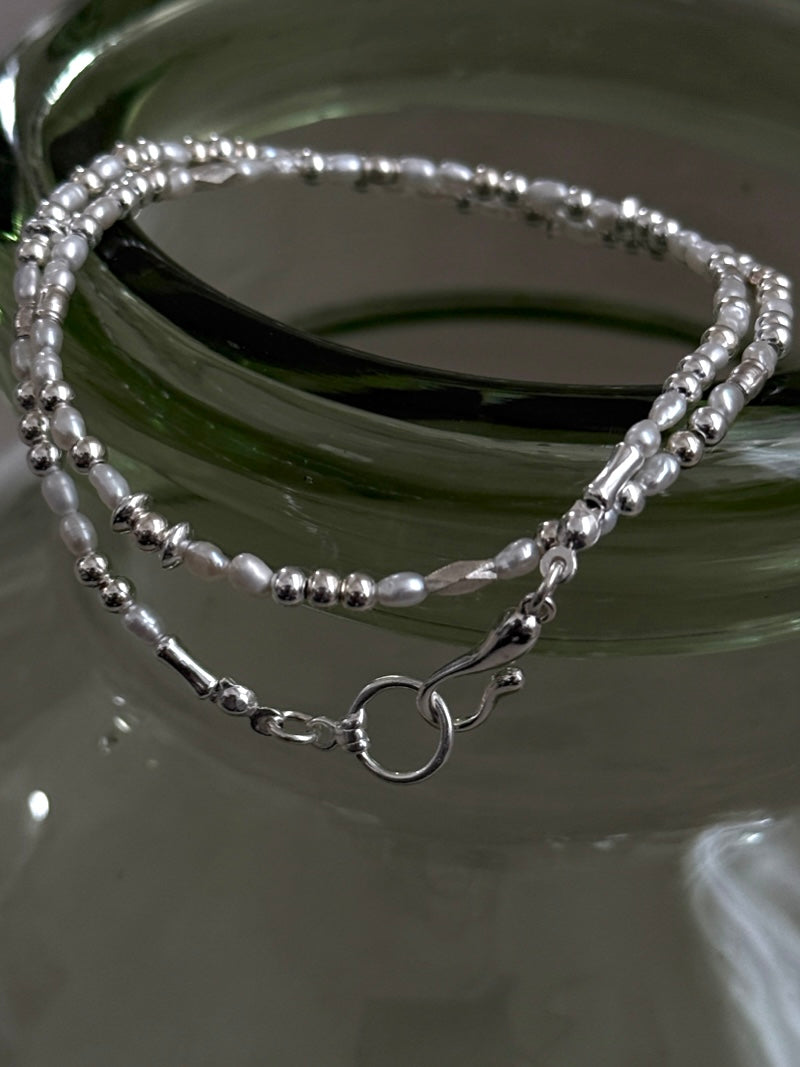 Silver925×天然石｜A/バロックパールのチョーカーネックレス 39cm（Reeplushハンドメイド）