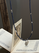 Silver925×天然石｜12月誕生石 ラピスラズリ ミニチャーム ネックレス（Reeplushハンドメイド）