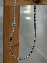 Silver925×天然石｜ブラックルチル チェーン切り替え メダイネックレス（Reeplushハンドメイド）