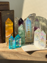 【MOMOMOON】クラッシュ水晶オーラ　タワー 2点セット |Crackle Quartz aura|天然石・鉱石・パワーストーン【SC081-8】