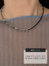 Silver925×天然石｜アシンメトリー ダルメシアンジャスパー×オニキス チョーカーネックレス約36cmまたは約35cm+アジャスター5cm（Reeplushハンドメイド）