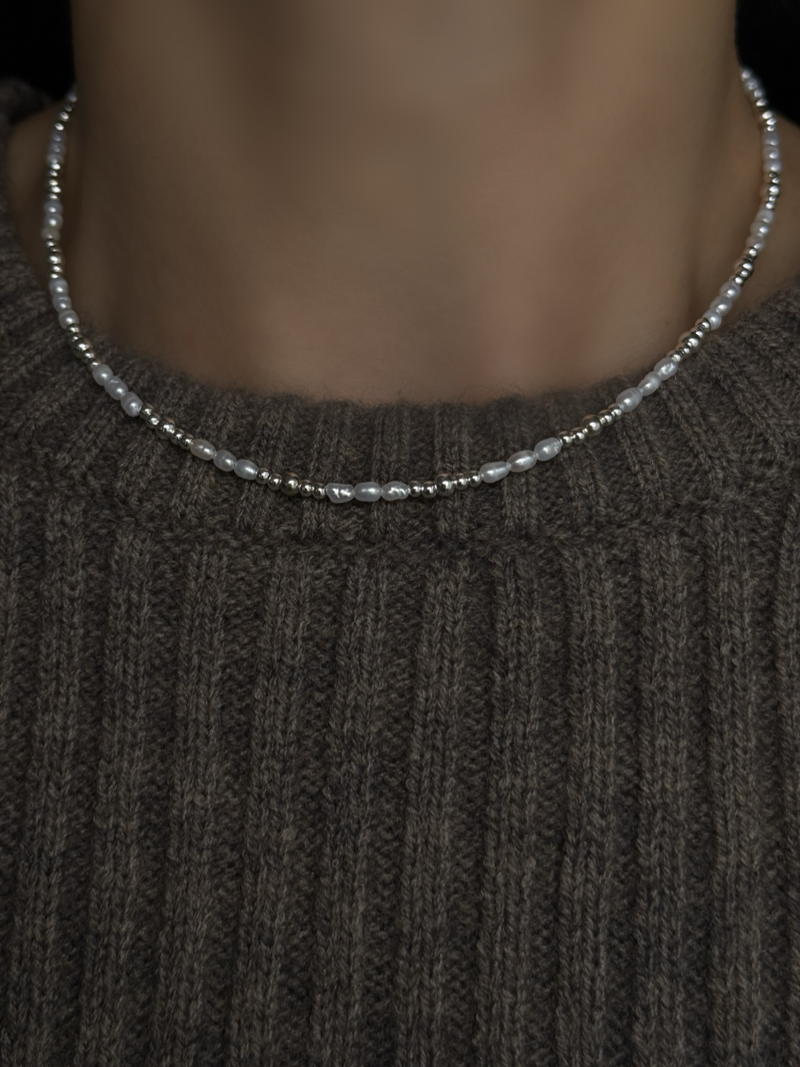 Silver925×天然石｜B/バロックパールのチョーカーネックレス 39cm（Reeplushハンドメイド）