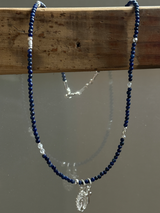 Silver925×天然石｜12月誕生石 ラピスラズリ ミニチャーム ネックレス（Reeplushハンドメイド）