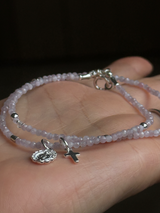 Silver925×天然石｜9月誕生石 クンツァイト ミニチャーム ネックレス 41cm（Reeplushハンドメイド）