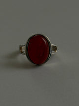 Big Oval Red Onyx Ring/約10号〜15号