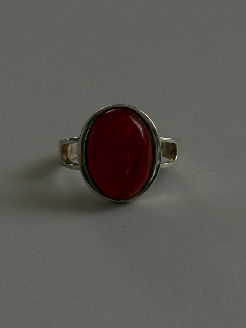 Big Oval Red Onyx Ring/約10号〜15号