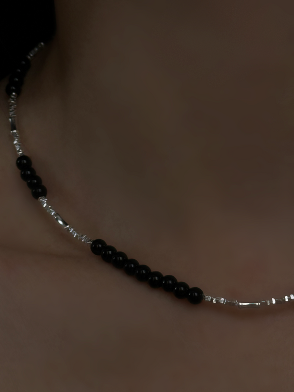Onyx×silver beads Necklace