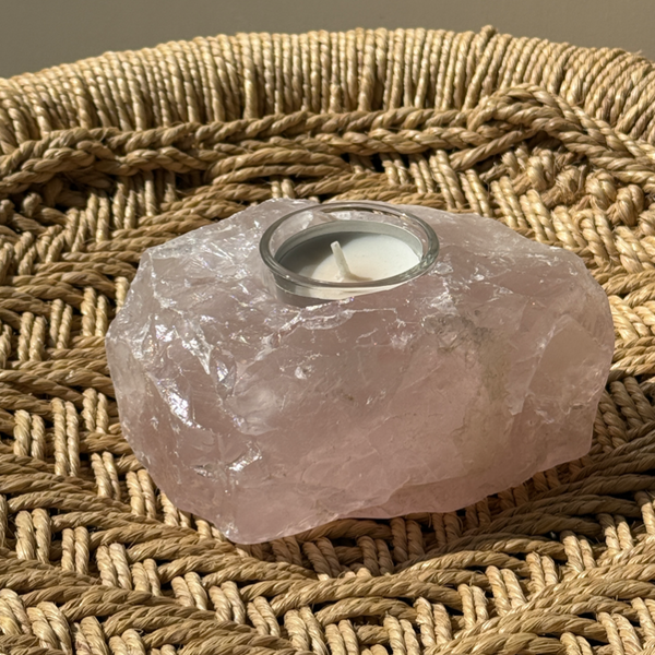 MOMOMOON】マダガスカル産 原石 ローズクォーツ キャンドルホルダー