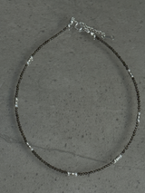 (再入荷)Silver925×天然石｜スモーキークォーツ +パール チョーカーネックレス（Reeplushハンドメイド）