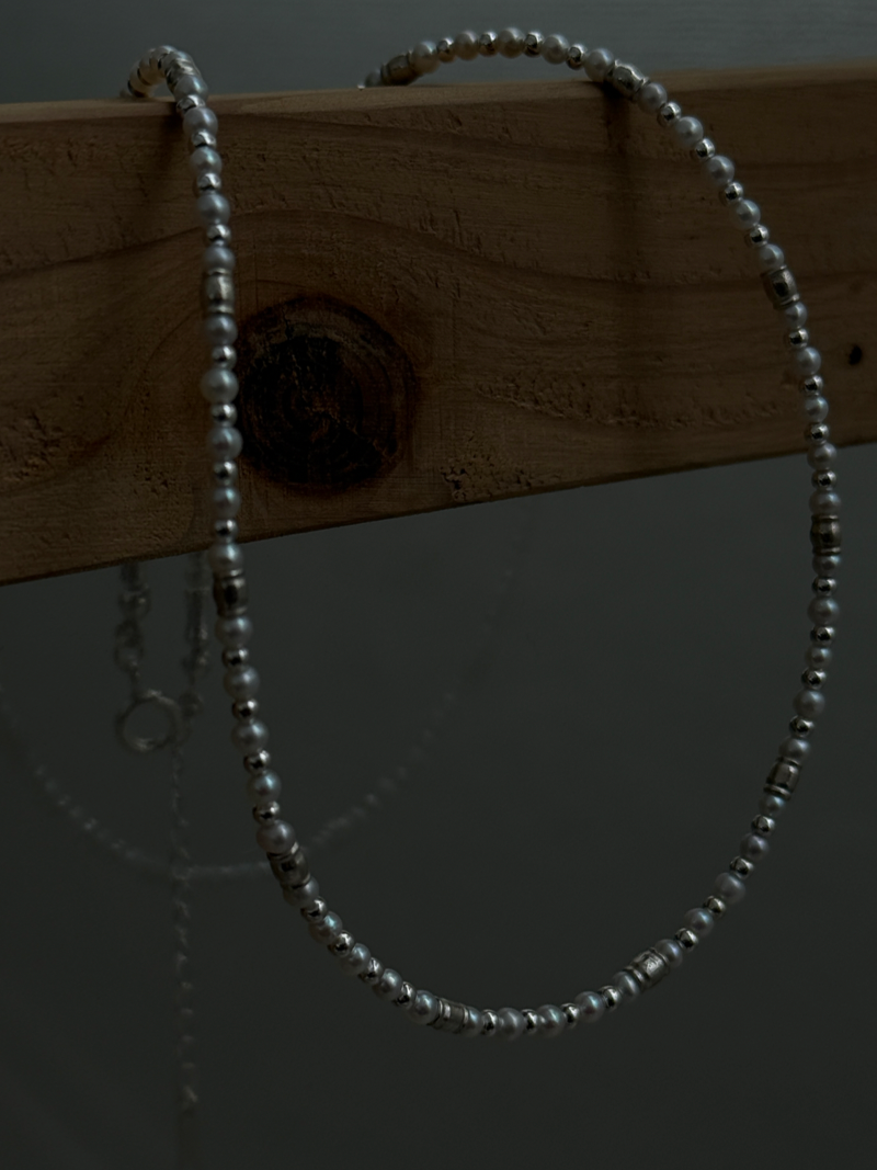 Silver925×天然石｜2.8mm バロックパールチョーカー ネックレス37.5cm〜42cm（Reeplushハンドメイド）軽量チャーム追加可能