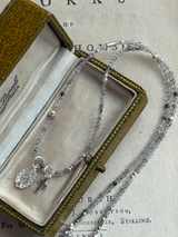 Silver925×天然石｜4月誕生石 ダイヤモンドクォーツ ミニチャーム ネックレス 41cmまたは40cm+アジャスター5cm（Reeplushハンドメイド）