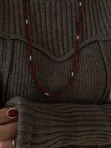 Silver925×天然石｜レッドオニキス オペラネックレス/ 約75cm（Reeplushハンドメイド）